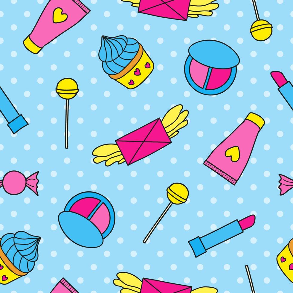 Seamless pattern with pop items. vector