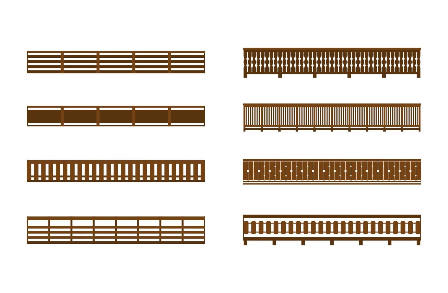 conjunto de balcones de madera. vector