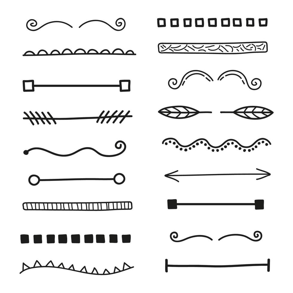 Hand drawn collection of borders. vector