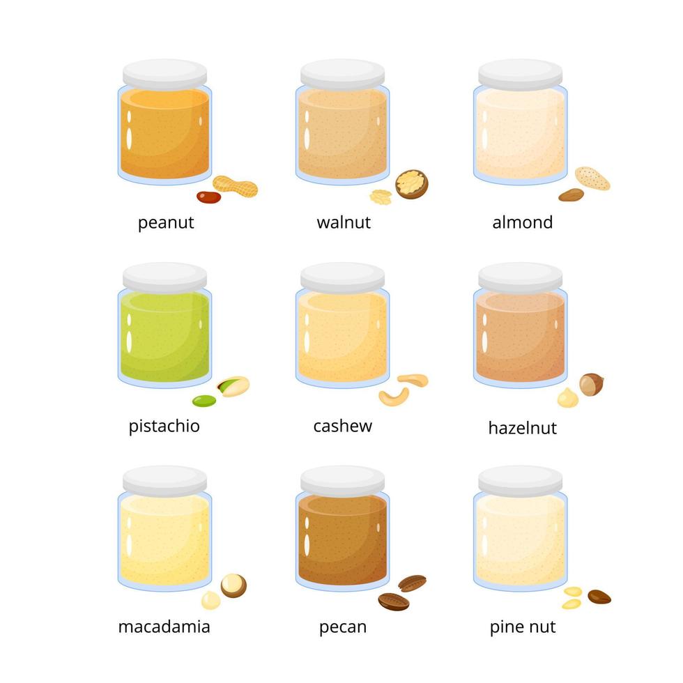 Set of nut spreads. vector