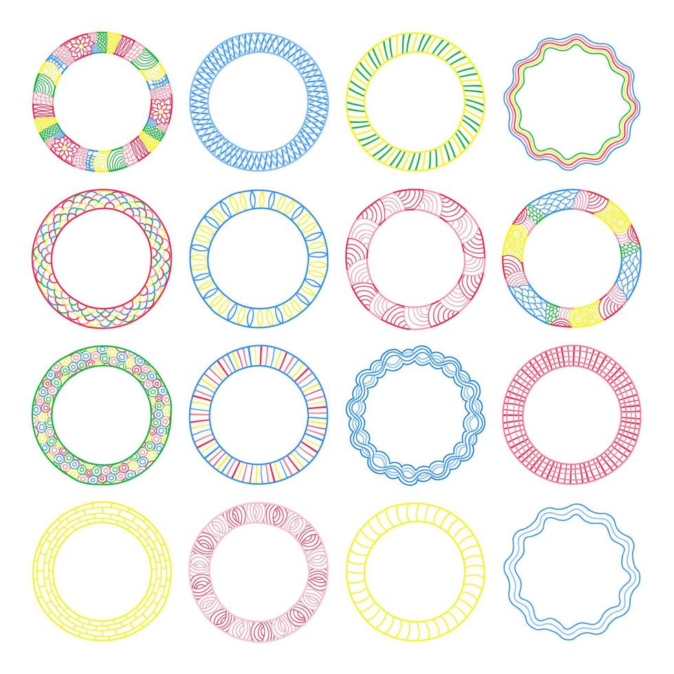Collection of doodle wreaths. vector
