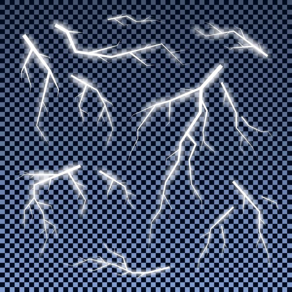 Set of lightnings. vector