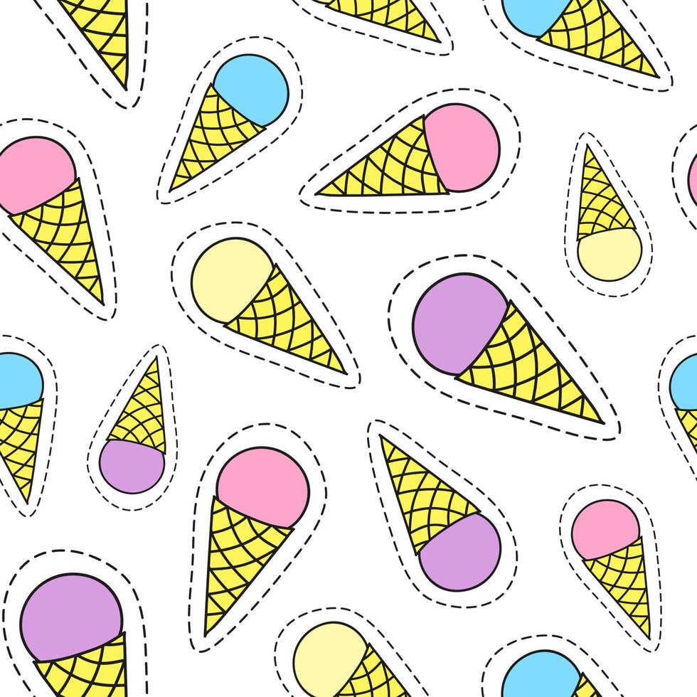 Seamless pattern with ice cream patches. vector