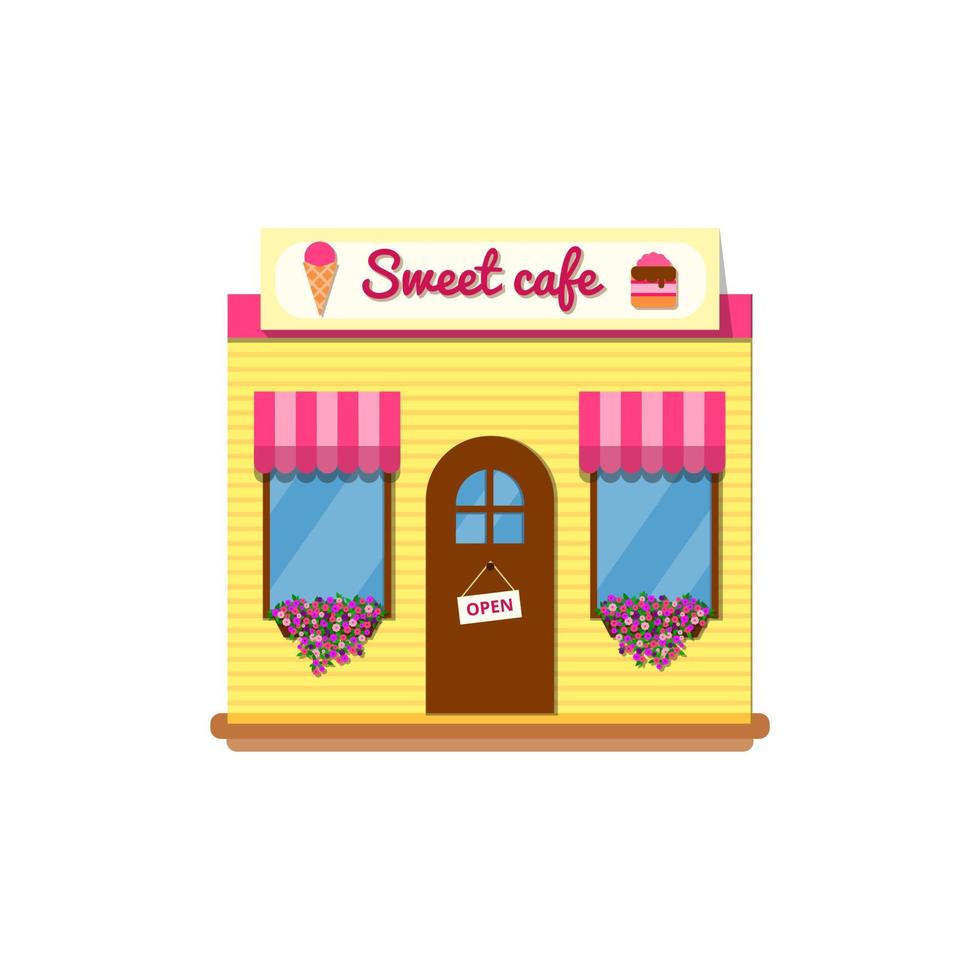 Cute sweet cafe store. vector