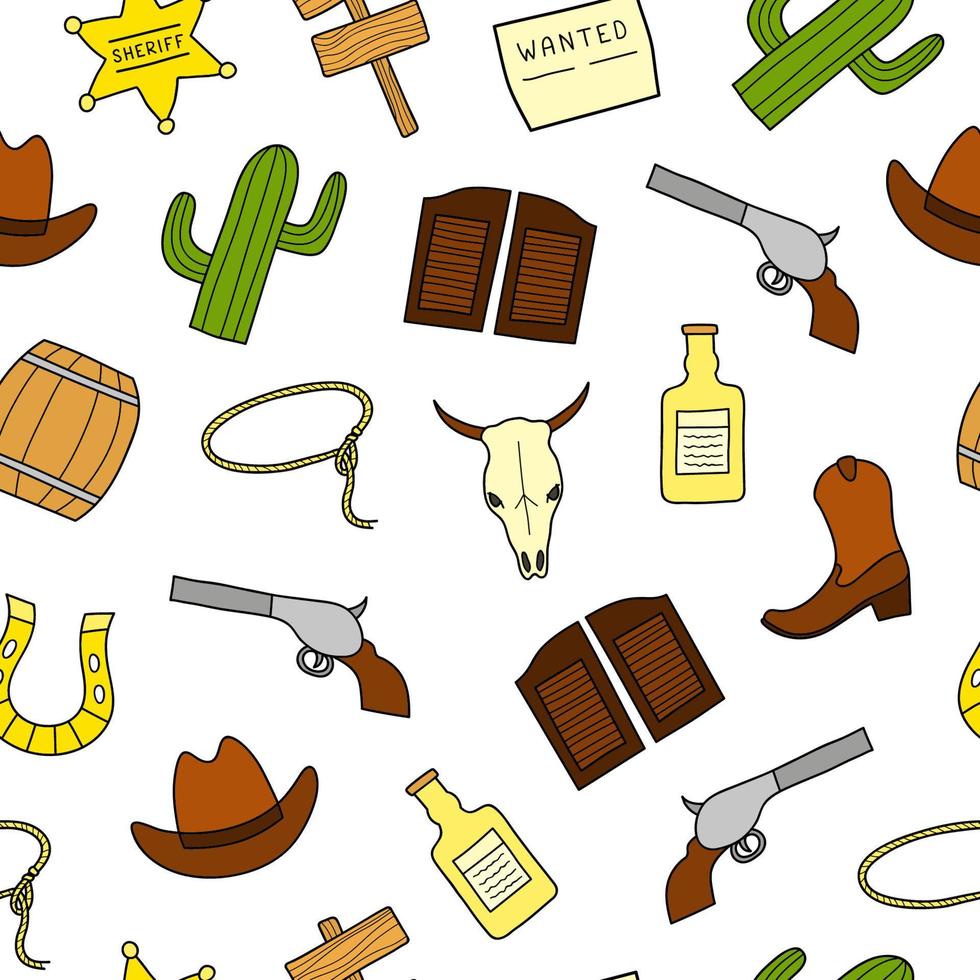 Seamless pattern with Wild West elements. vector