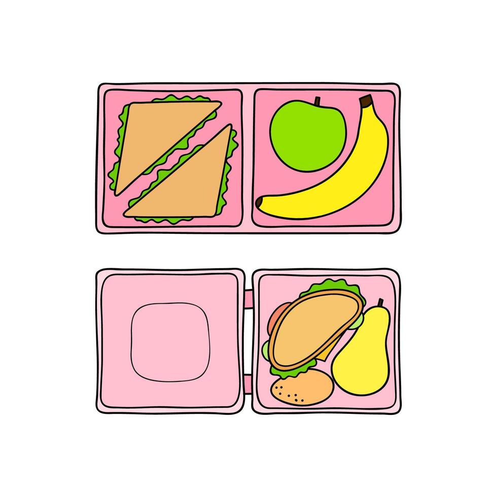 Hand drawn lunch boxes. vector