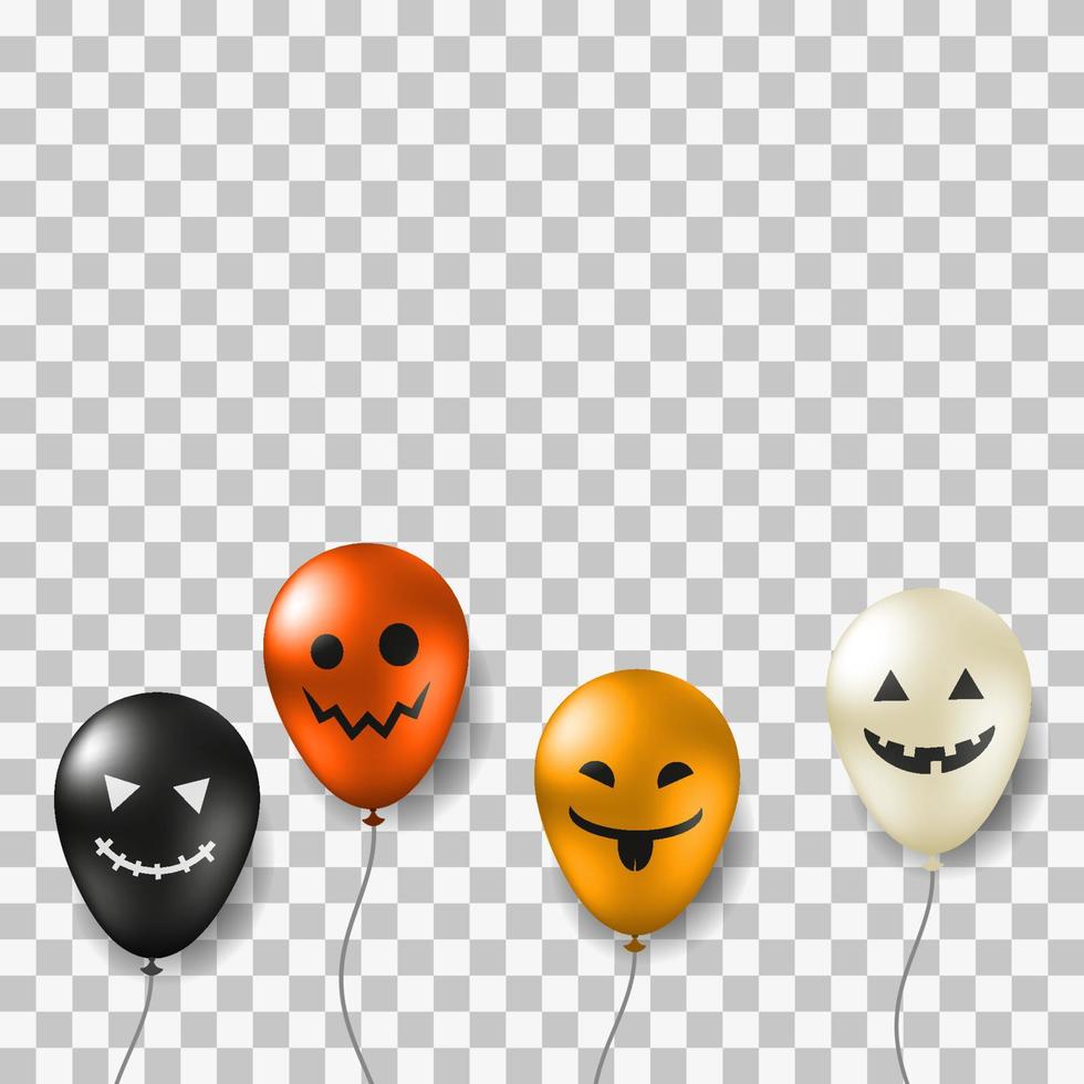 Scary helium balloons for Halloween celebration isolated on background. vector