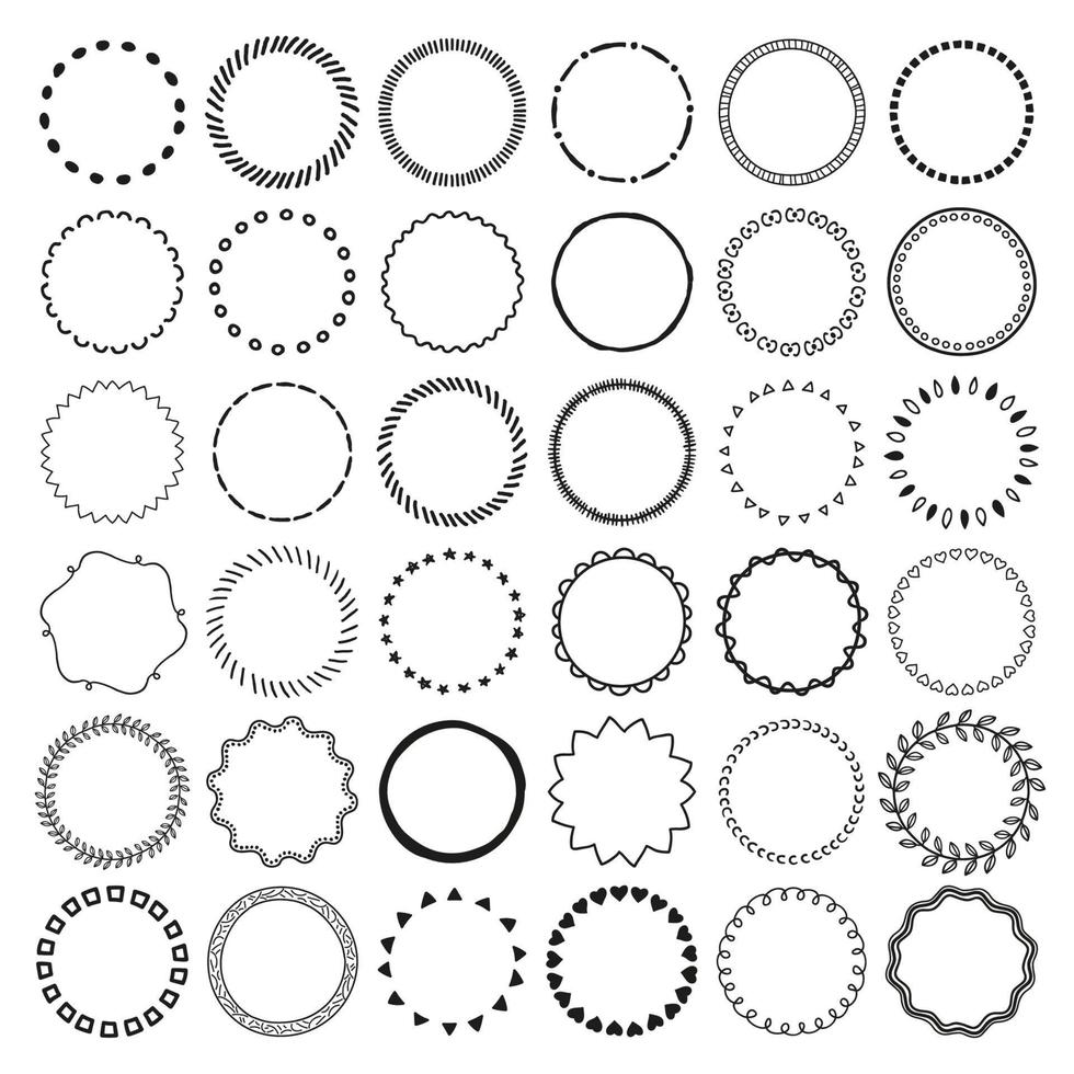 Hand drawn collection of wreaths. vector