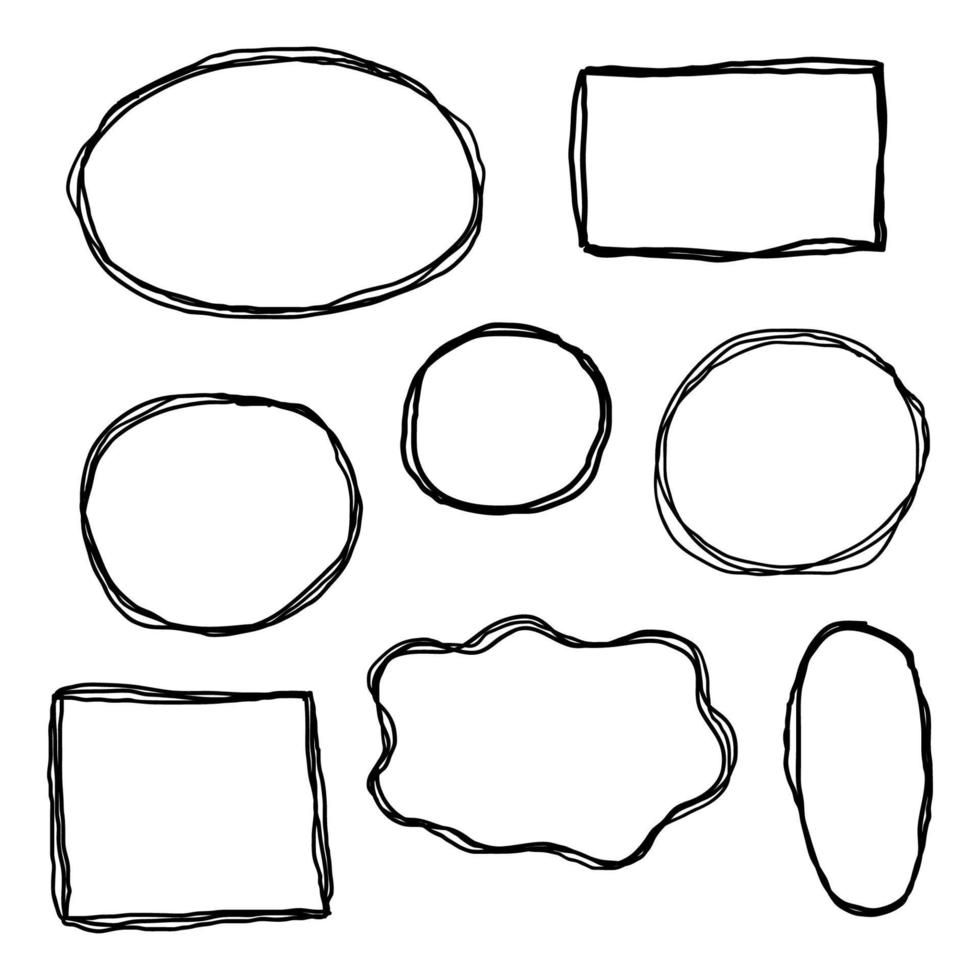 Set of hand drawn sketched frames. vector