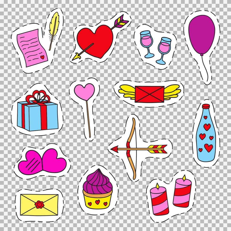 Set of patches for Valentine s day. vector