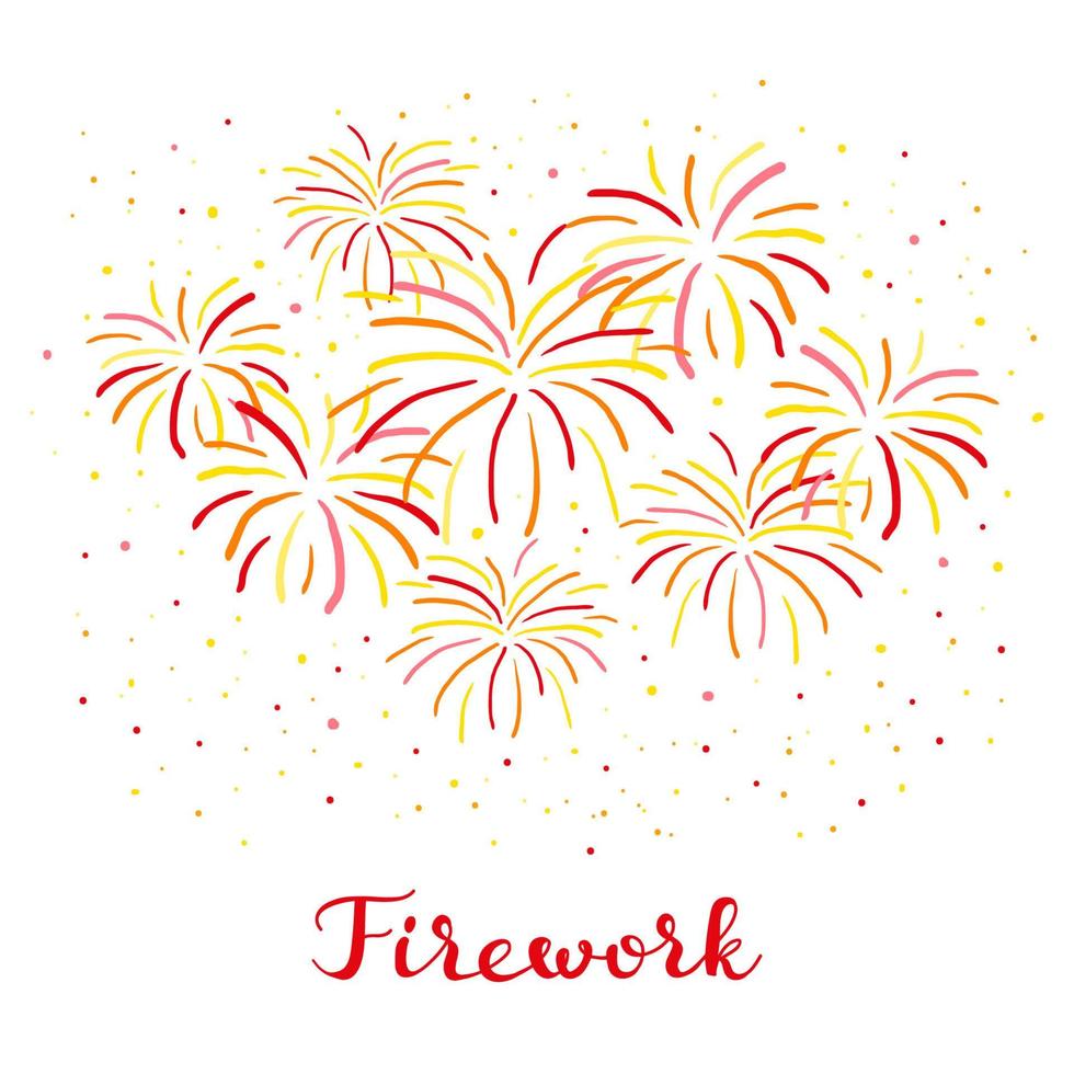 Composition of doodle fireworks. vector