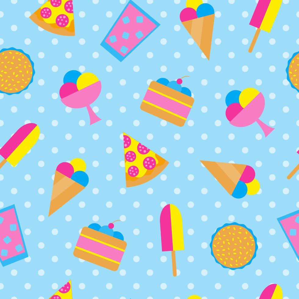 Seamless pattern with food pop icons. vector