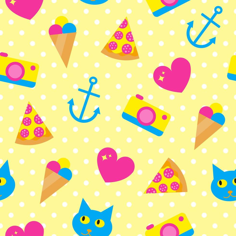 Seamless pattern with beach icons. vector