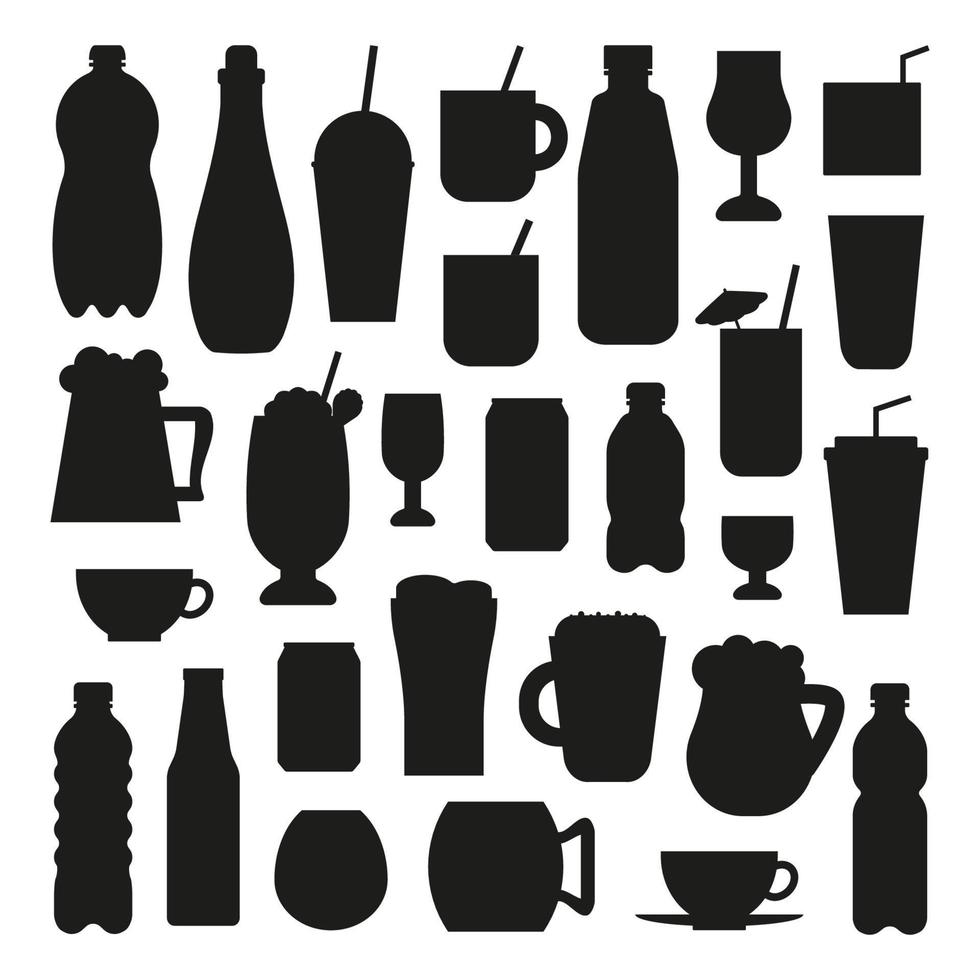 conjunto de bebidas líquidas planas. vector