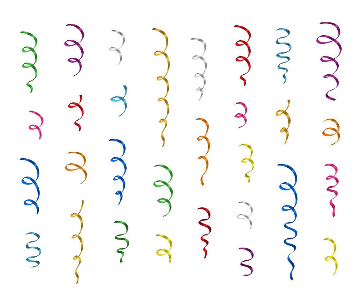 Set of colorful flowing streamers. vector