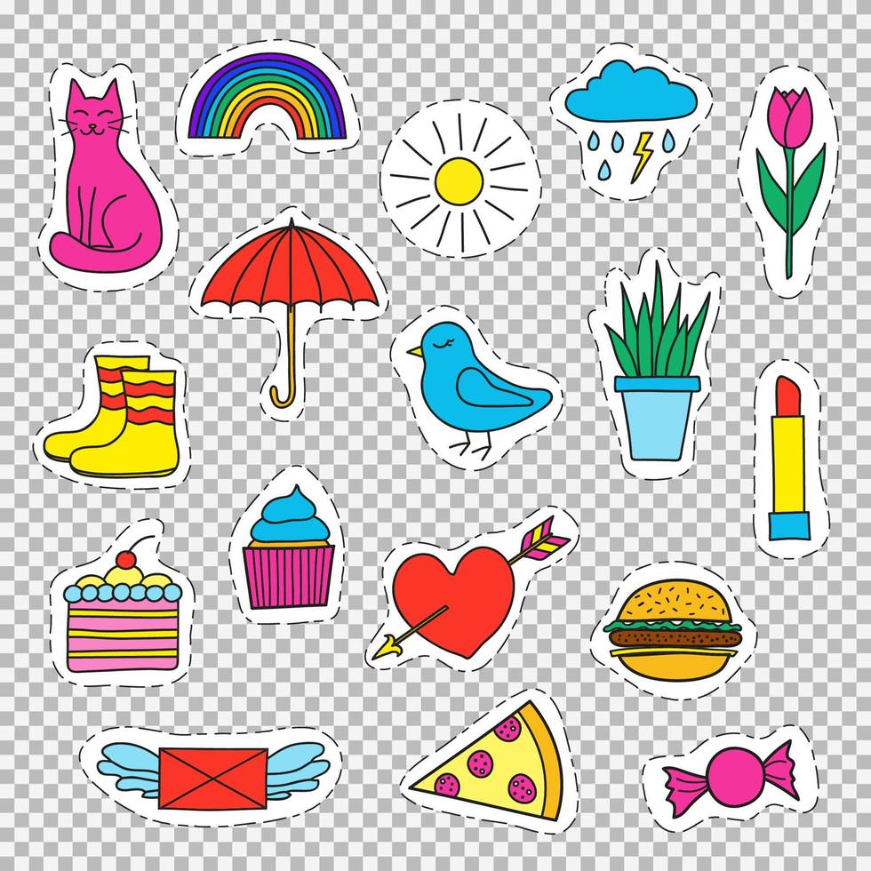 Set of differernt brignt stickers. vector