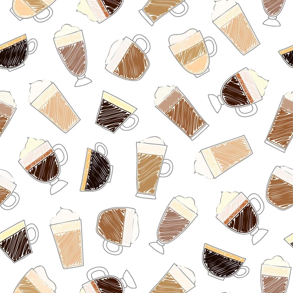 Seamless pattern with coffee drinks. vector