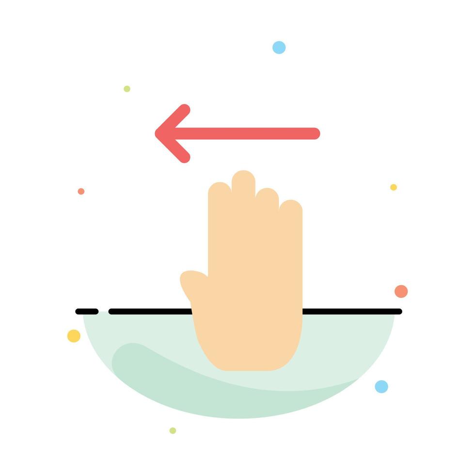 Finger Four Gesture Left Abstract Flat Color Icon Template vector