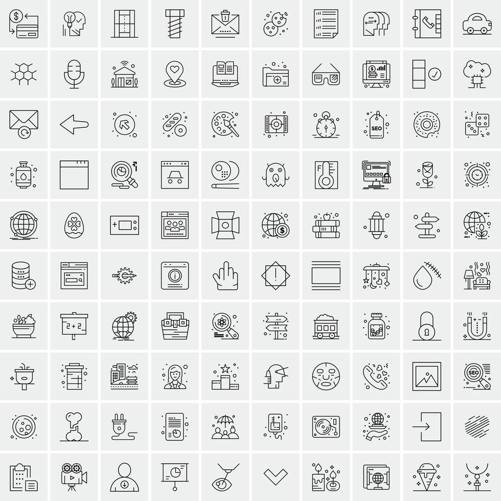 Set of 100 Creative Business Line Icons vector