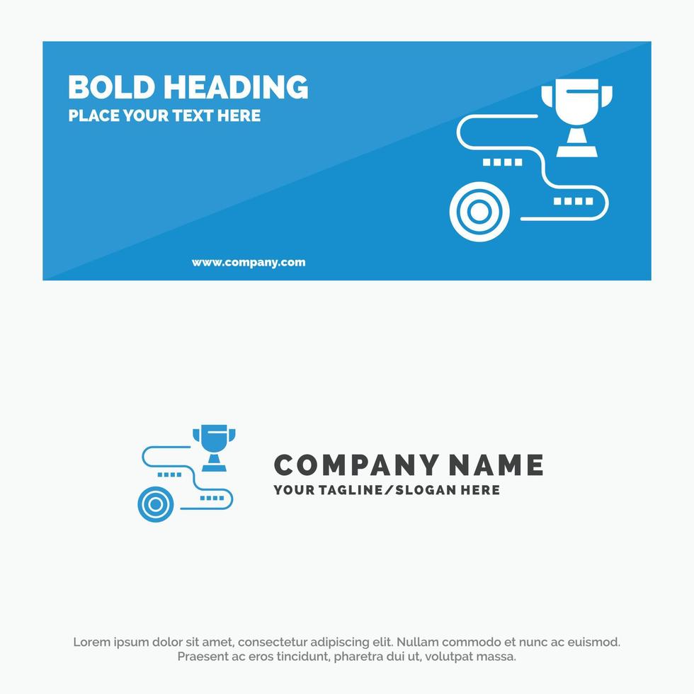 Achievement Target Success Path Win SOlid Icon Website Banner and Business Logo Template vector