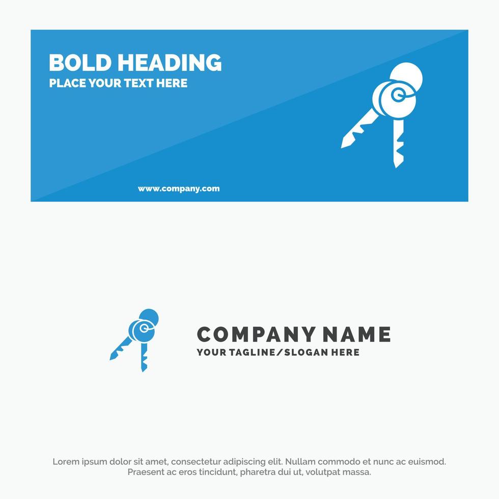 Key Keys Security Room SOlid Icon Website Banner and Business Logo Template vector