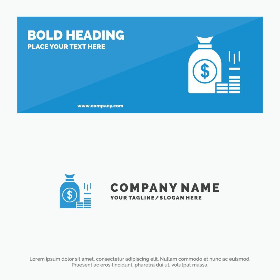 Money Bag Bank Finance Gold Savings Wealth SOlid Icon Website Banner and Business Logo Template vector