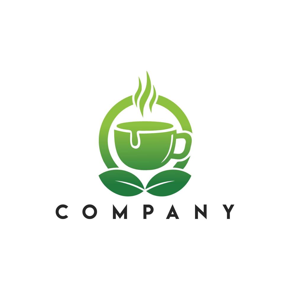 logotipo de café verde, logotipo de salud orgánica de hierbas naturales vector