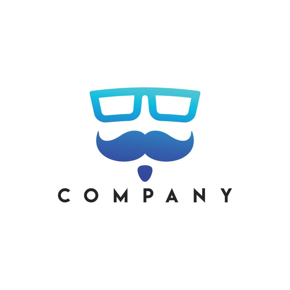 logotipo señor caballeros geek, logotipo de gafas y bigote vector