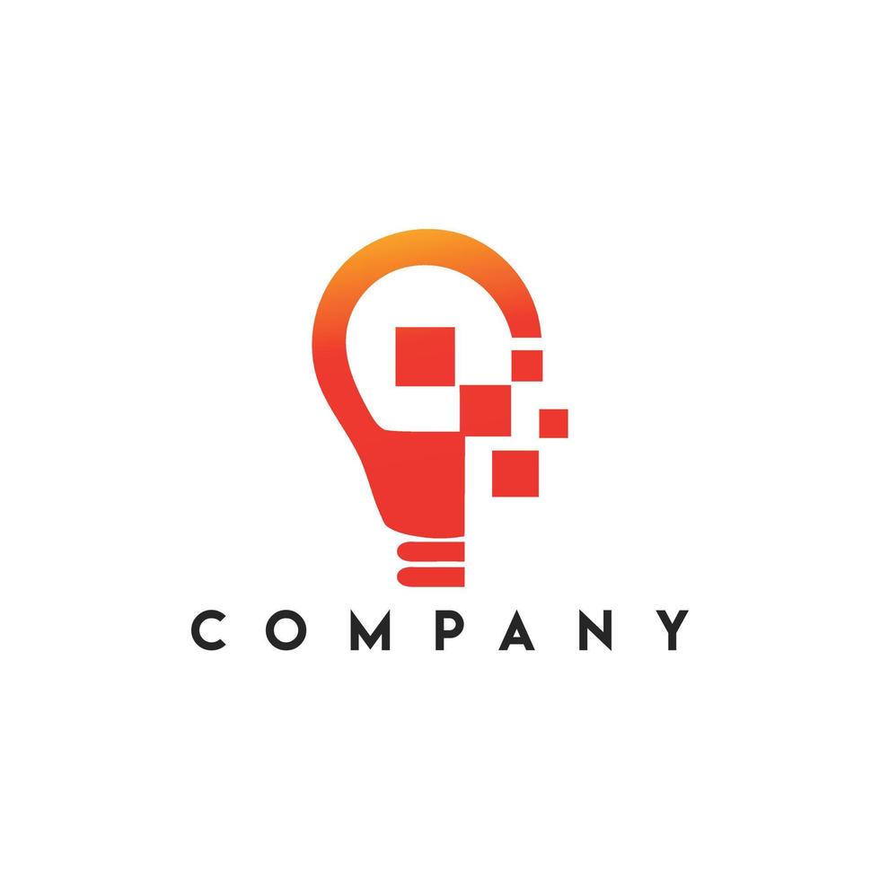 Pixel Ideas Logo, Modern Tech Bulb logo vector