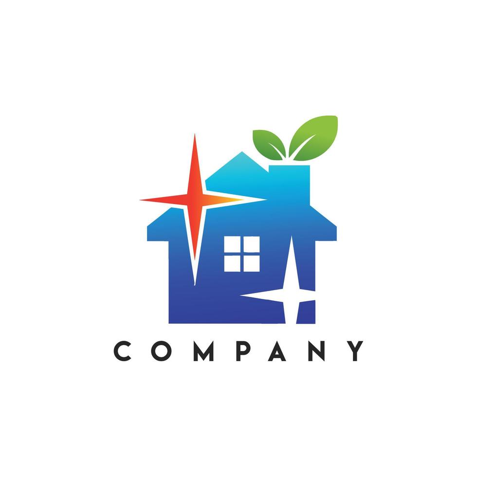 logotipo de la casa limpia, logotipo del servicio de limpieza de la casa vector