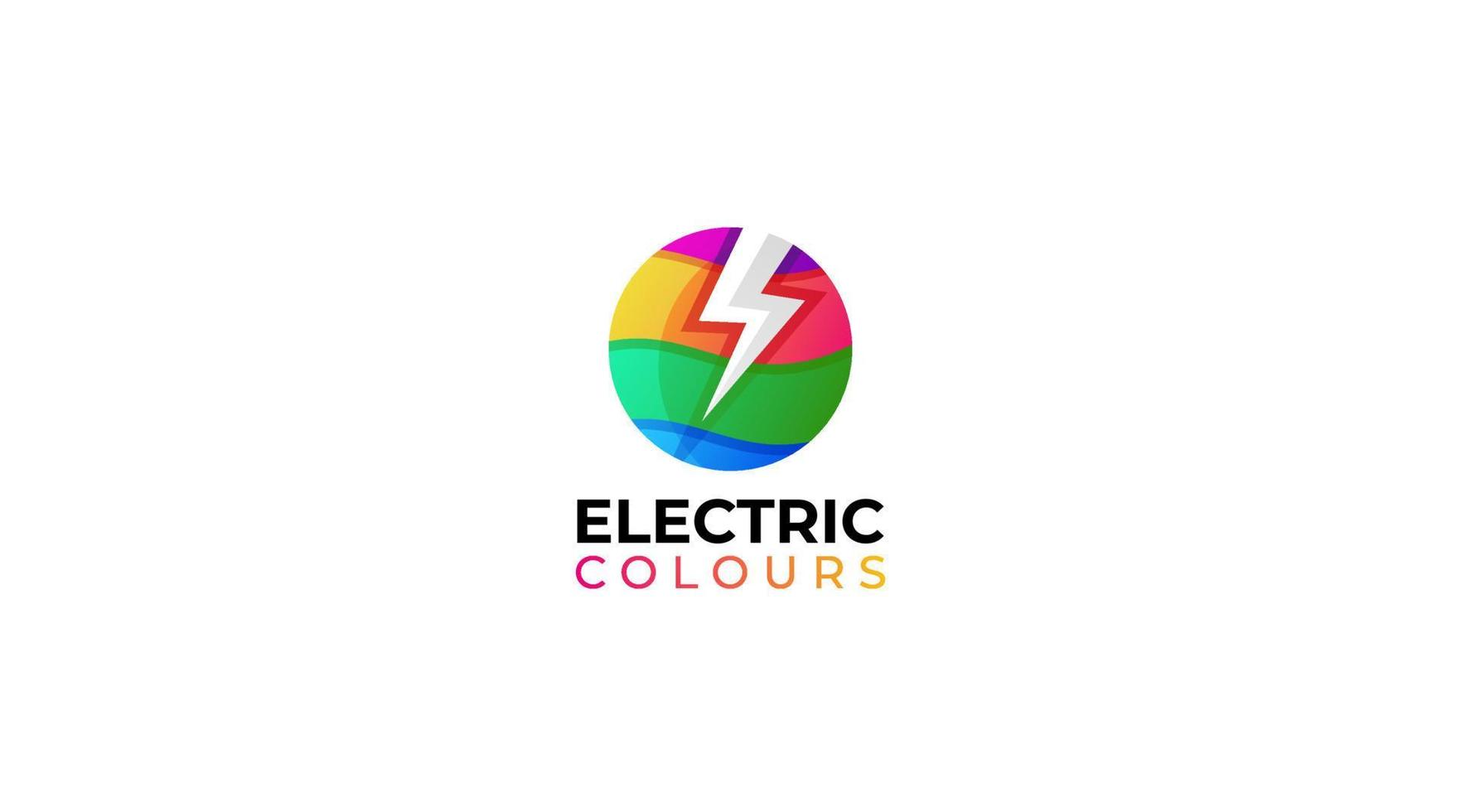 logotipo hecho de diseño de logotipo de perno de colores eléctricos y vector