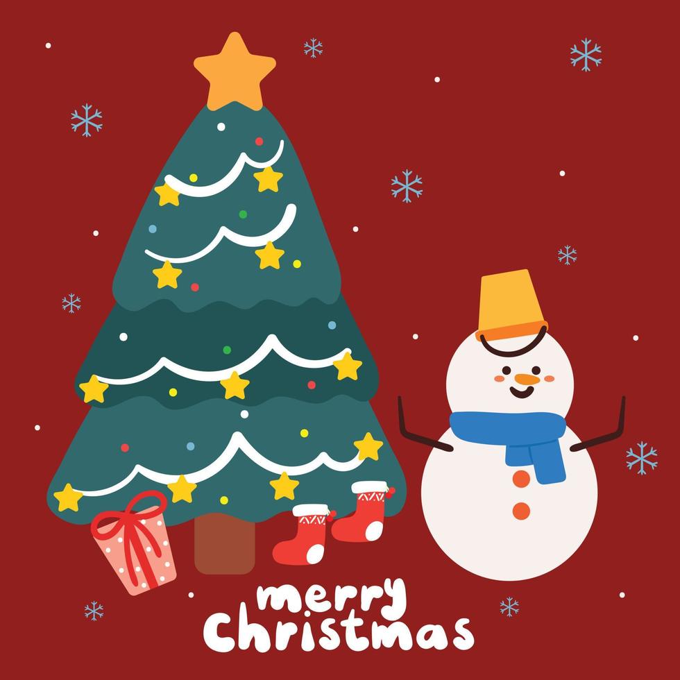 cute cartoon christmas card vector