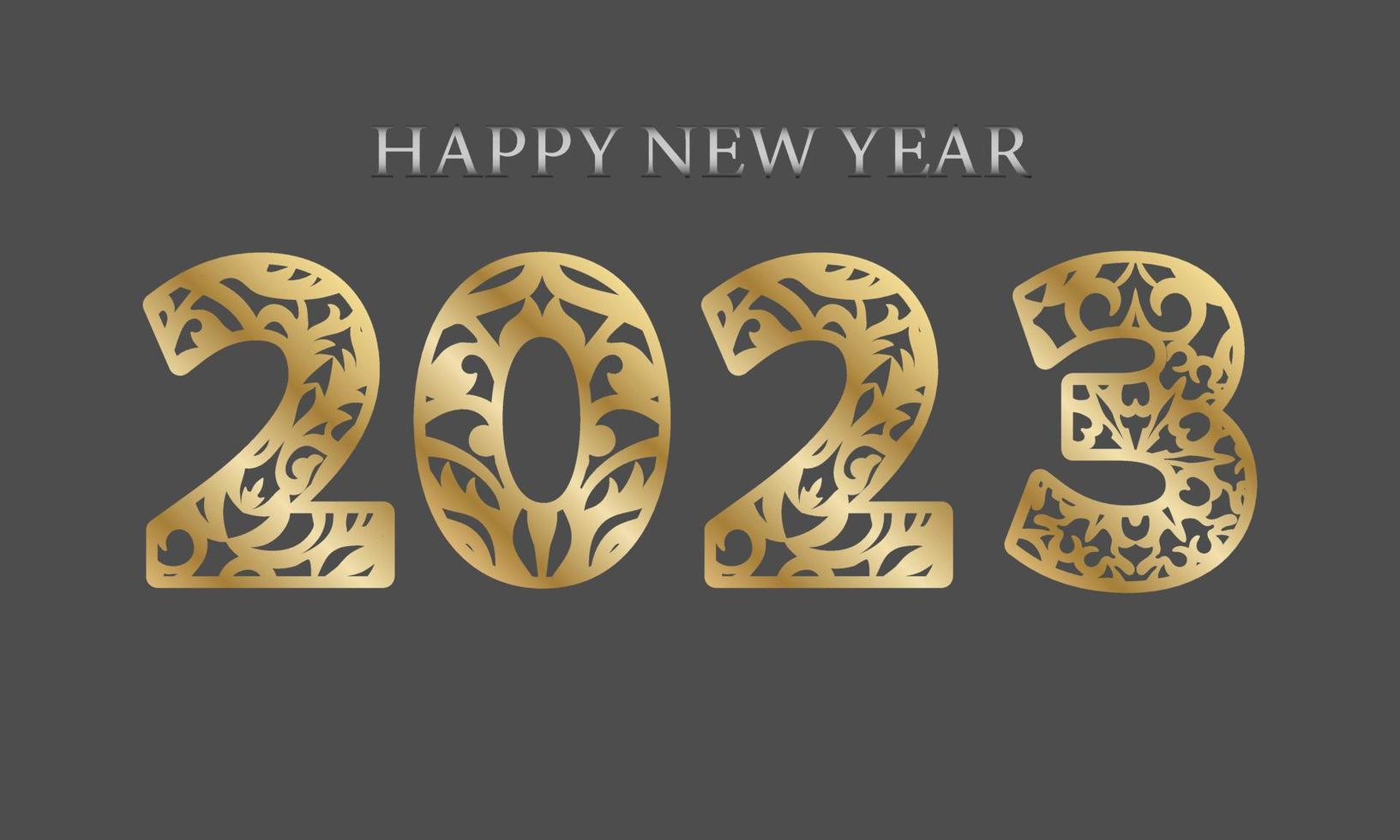 2023 Happy New Year Background Design gold numbers with batik pattern. Greeting Cards, Banners, Posters. Vector Illustration.