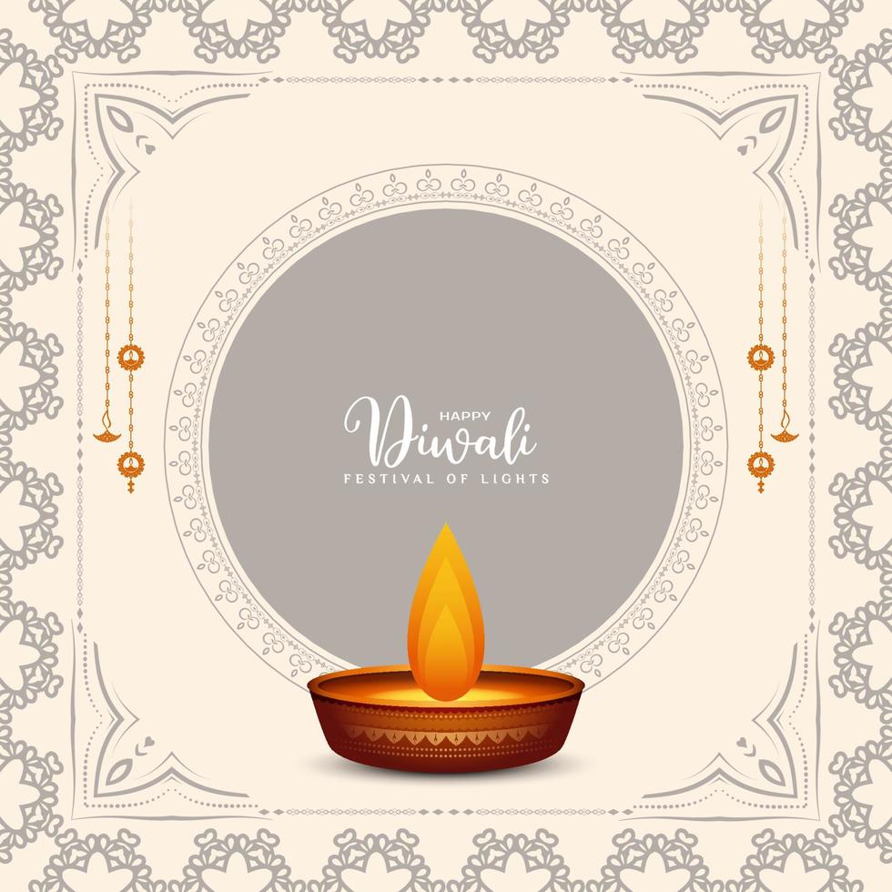 Happy Diwali traditional festival artistic background with diya vector