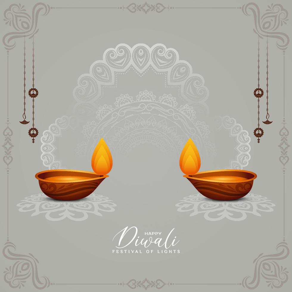 fondo del festival indio cultural feliz diwali con diya vector