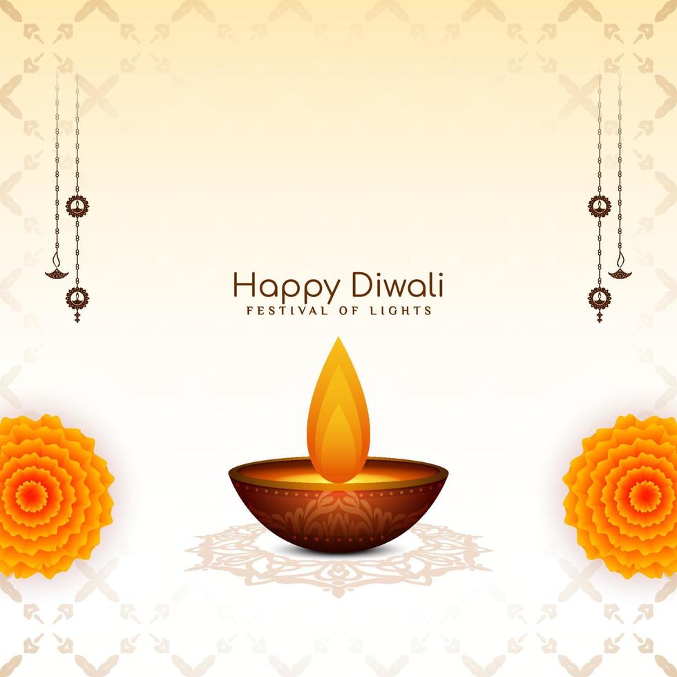 Happy Diwali traditional festival artistic background with diya vector