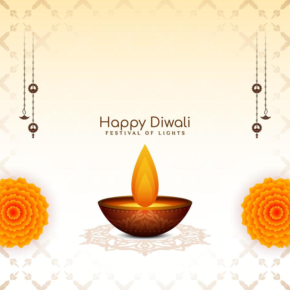 Happy Diwali traditional festival artistic background with diya vector