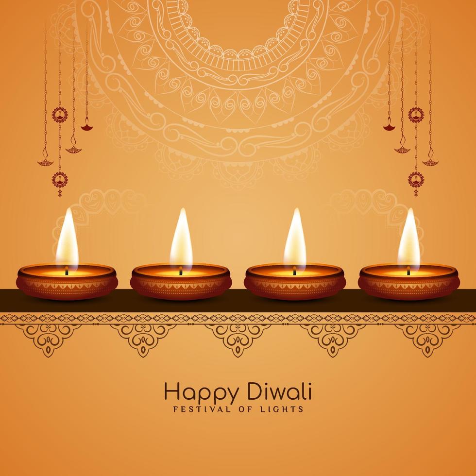 Happy Diwali festival celebration beautiful greeting card elegant design vector