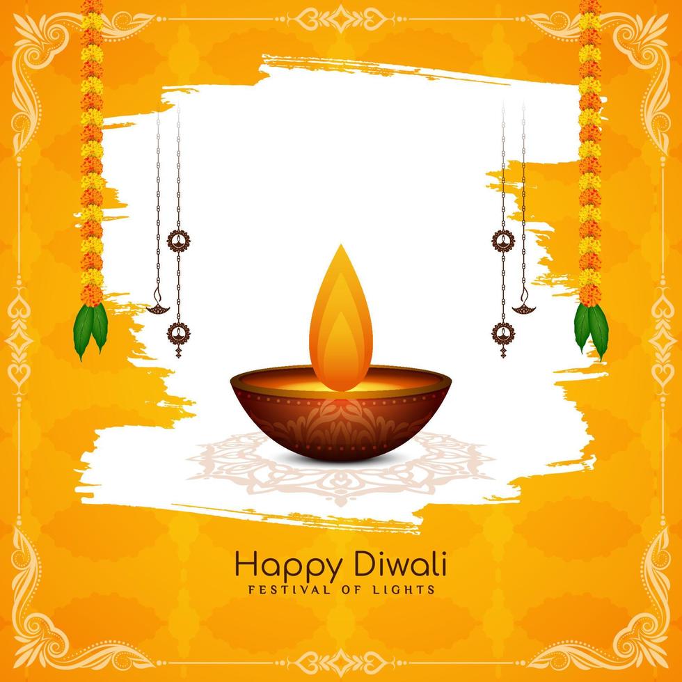 Happy Diwali Indian traditional festival celebration card design vector