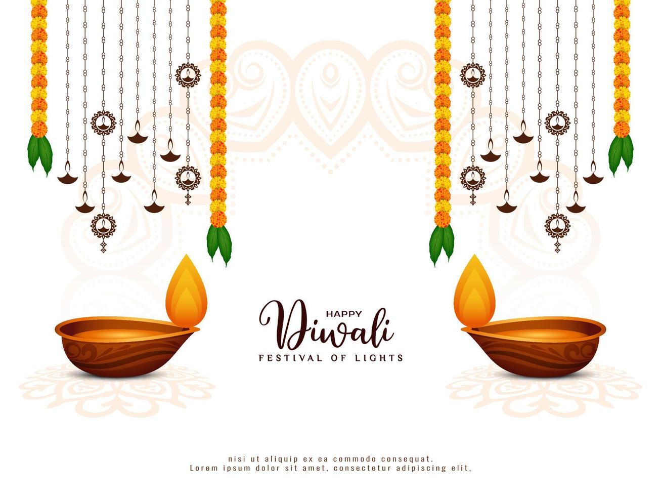 Happy Diwali cultural Indian festival background with diya vector