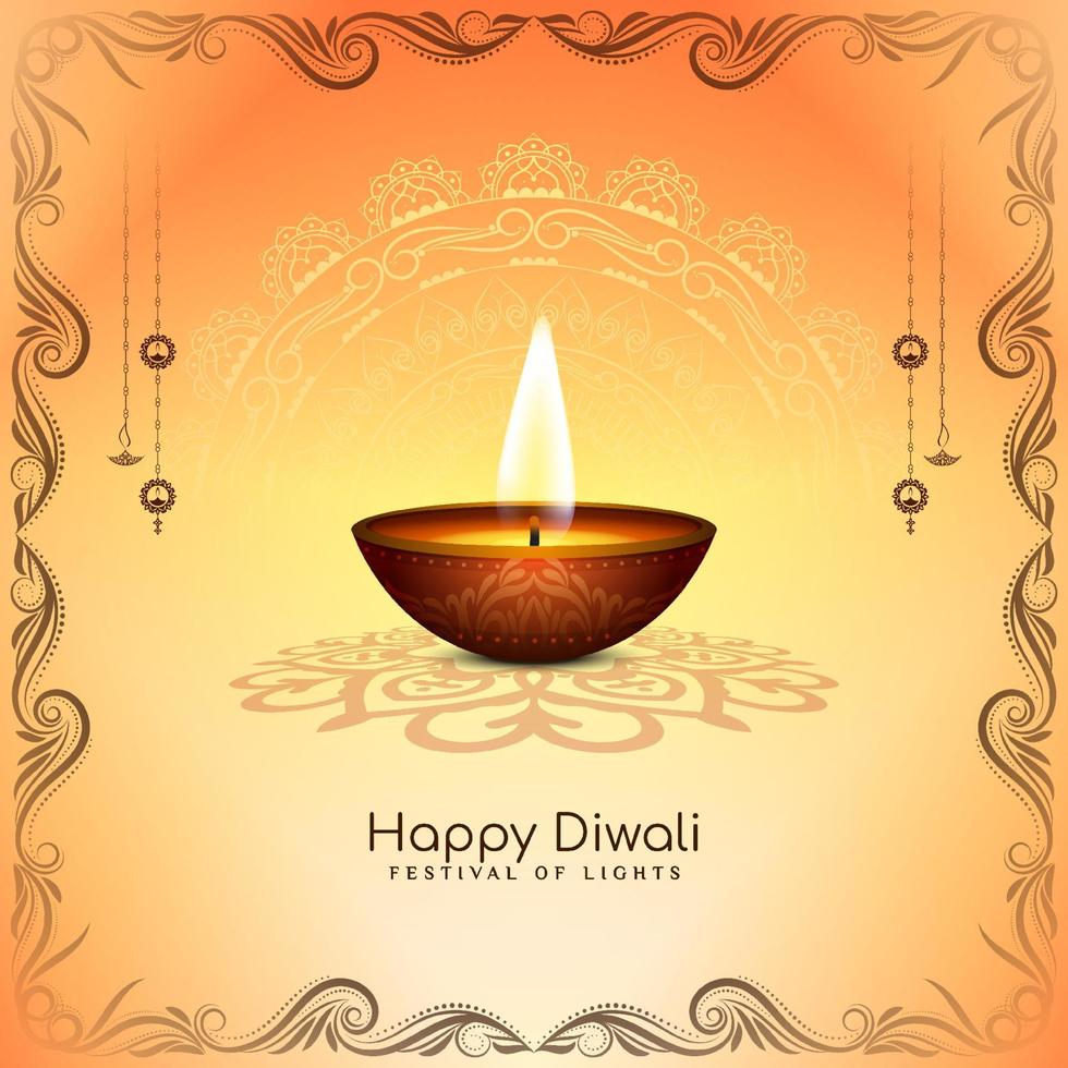 Happy Diwali festival celebration ethnic religious background design vector