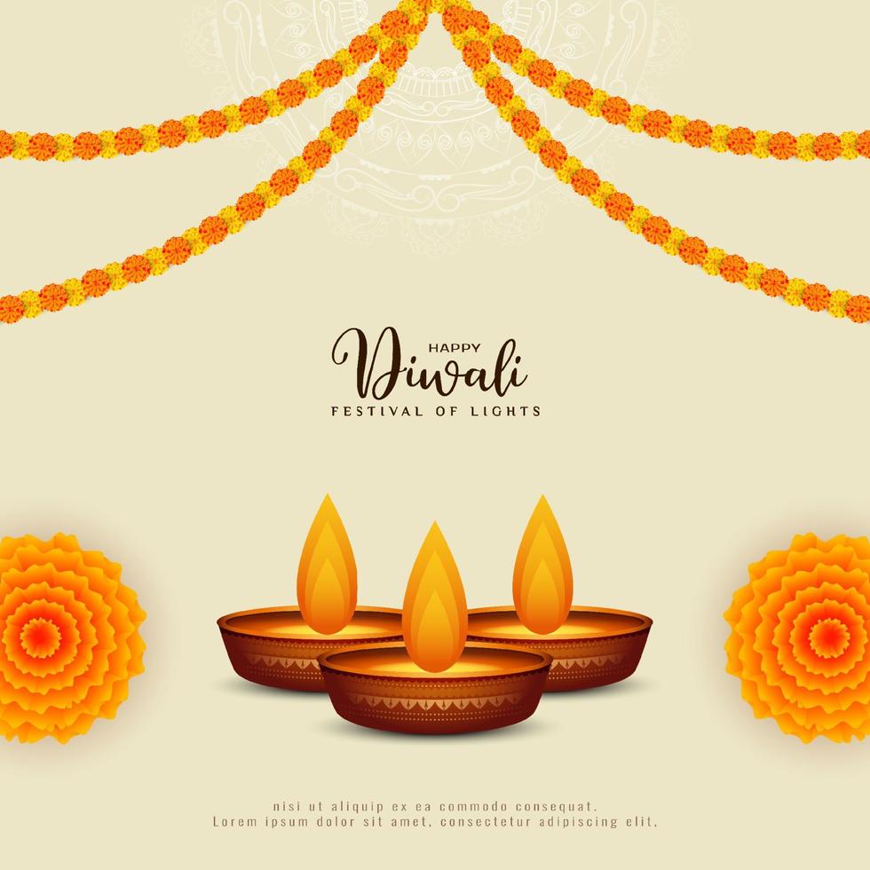 feliz celebración del festival de diwali hermosa tarjeta de felicitación diseño elegante vector