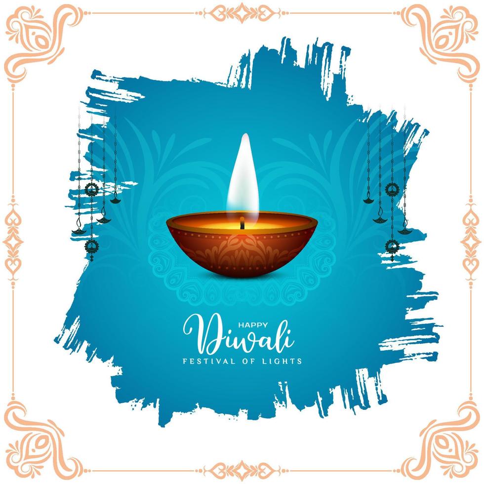 Happy Diwali Indian traditional festival celebration card design vector