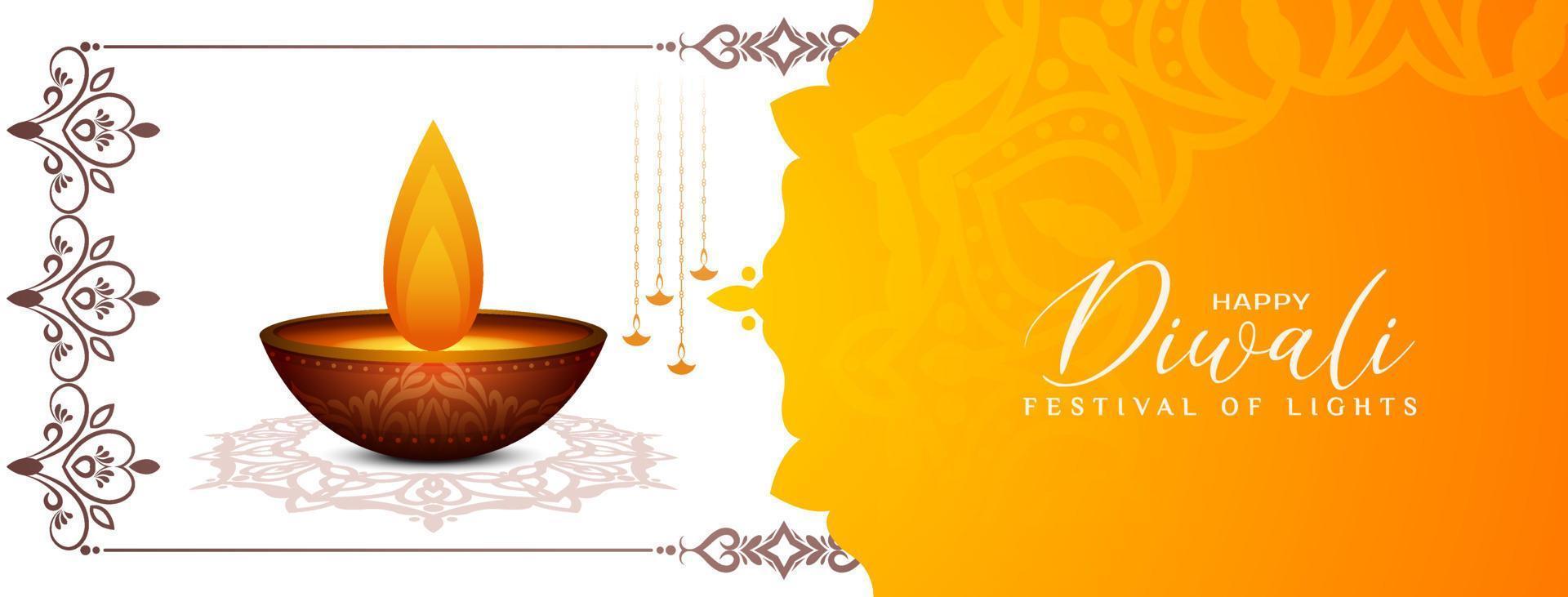 hermoso feliz diwali festival cultural clásico diseño de banner vector