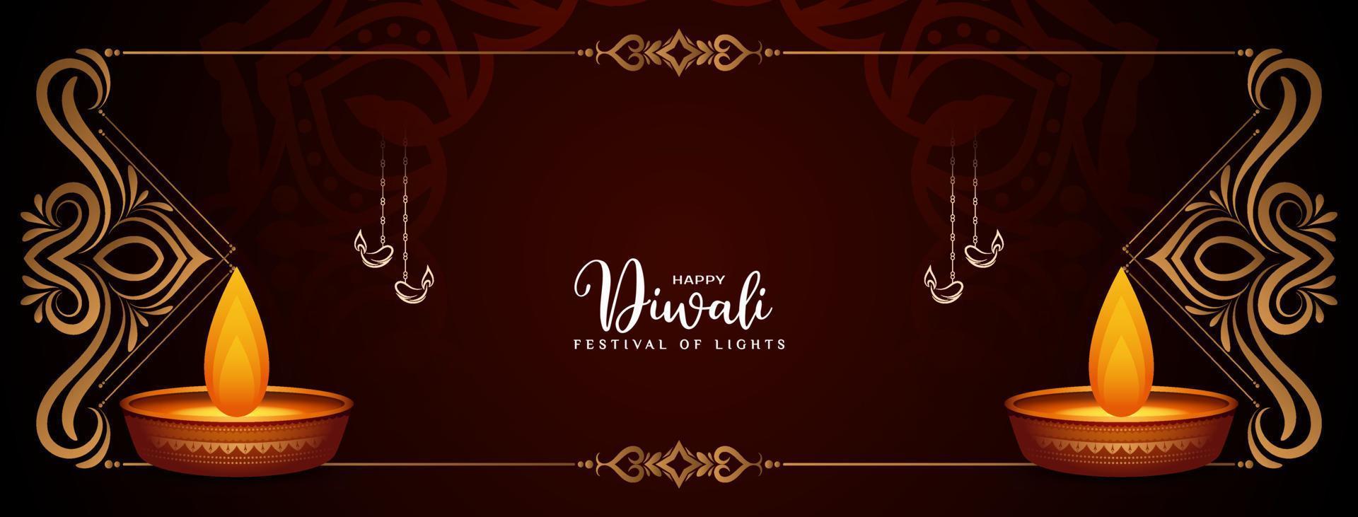 Happy Diwali cultural religious Indian festival banner design vector