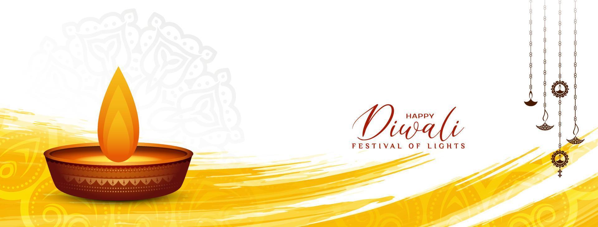 banner del festival cultural tradicional hindú feliz diwali con diya vector