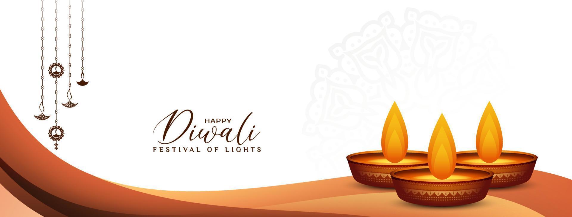 Happy Diwali cultural religious Indian festival banner design vector