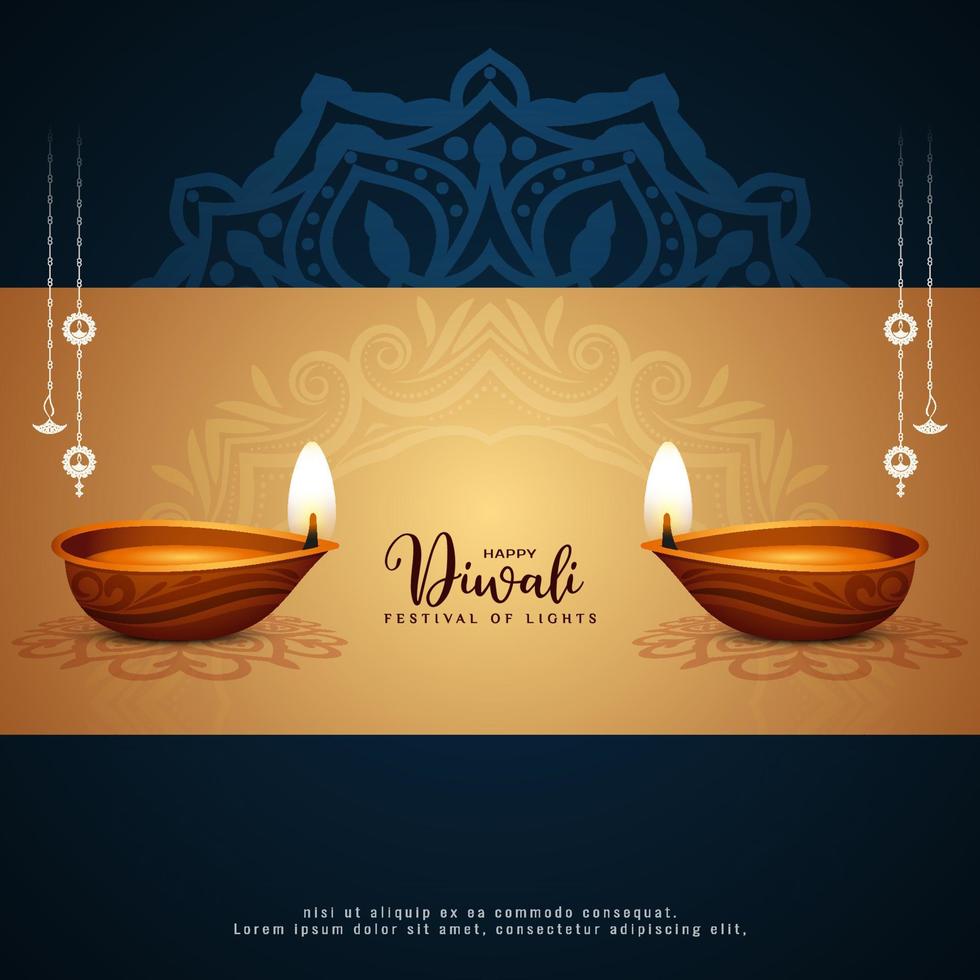 Happy Diwali Indian traditional festival celebration card design vector