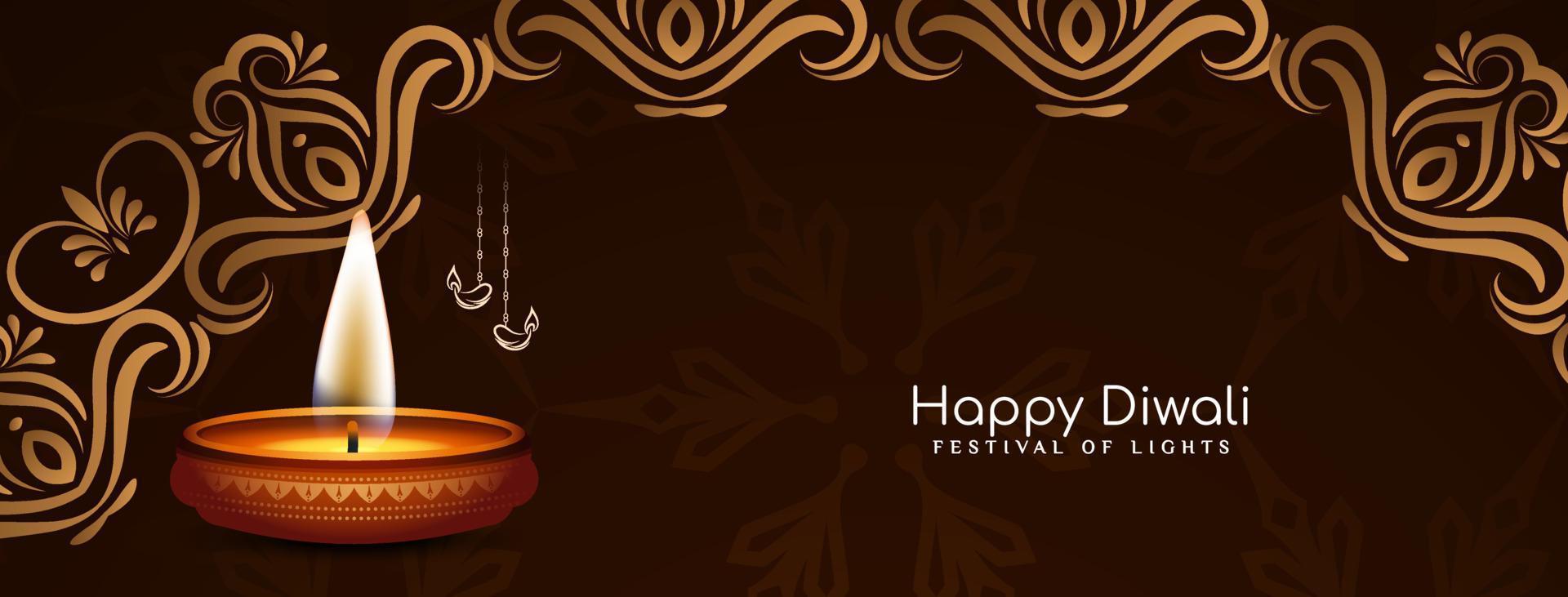 Beautiful Happy Diwali festival cultural classic banner design vector