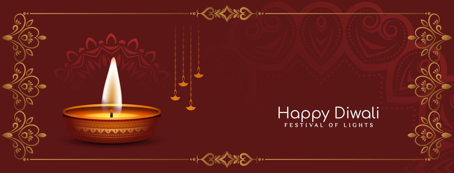 feliz diwali festival religioso celebración artística hermosa pancarta vector